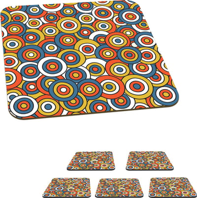 Onderzetters voor glazen - Patroon - Retro - Cirkel - 10x10 cm - Glasonderzetters - 6 stuks
