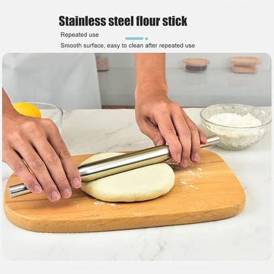 Deegroller - Keukenroller - Bakken en Koken - Roestvrij Staal - 29.7 CM - Zilver