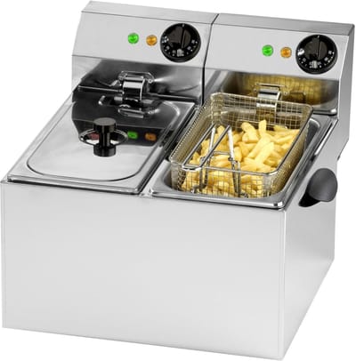 Dubbele Friteuse - Professionele Frituurpan - Luxe Maaltijden Bereiden - Roestvrij Staal - 8 Liter Totaal - Zilverkleurig