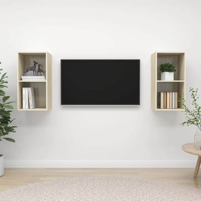vidaXL - Tv-wandmeubelen - 2 - st - bewerkt - hout - sonoma - eikenkleurig