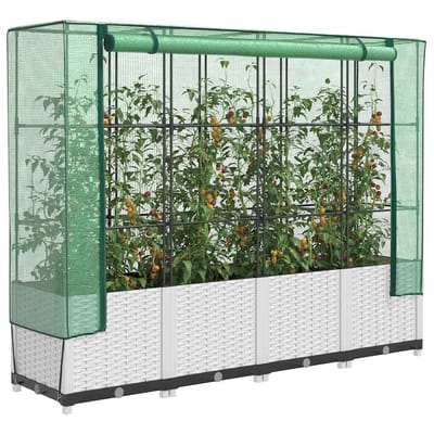 vidaXL - Plantenbak - verhoogd - met - kashoes - 160x40x138 - cm - rattanlook