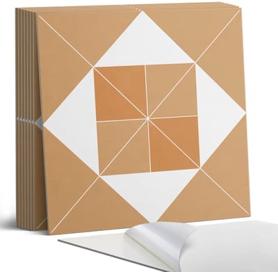 Coloray Plaktegels - Geometrie in tinten Portugese Tegels - 30 cm x 30 cm - Beige Plaktegels - 9 stuks - Vierkant PVC Tegels - Plaktegels Keuken - Zelfklevende Vloertegels - Vinyltegels Vloer Zelfklevend - Zelfklevende Tegels