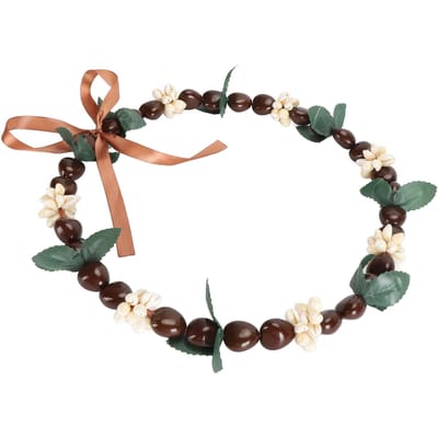 Hawaïaanse Kukui Noten Bloemenkrans Ketting Elegante Modieuze Handgemaakte Afstudeer Schelp Kukui Noten Bloemenkrans Ketting voor Afstuderen bruin