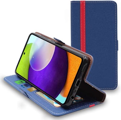ebestStar - Hoes geschikt voor Samsung Galaxy A52, A52S 5G, Wallet Etui, Book case hoesje, Donkerblauw, Rood