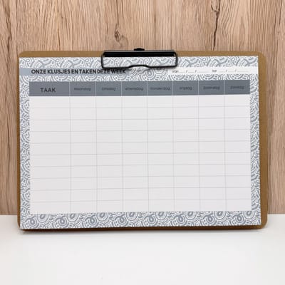 Takenplanner met klembord - klusjes planner gezin - huishoudplanner A4 - weekplanner taken verdelen