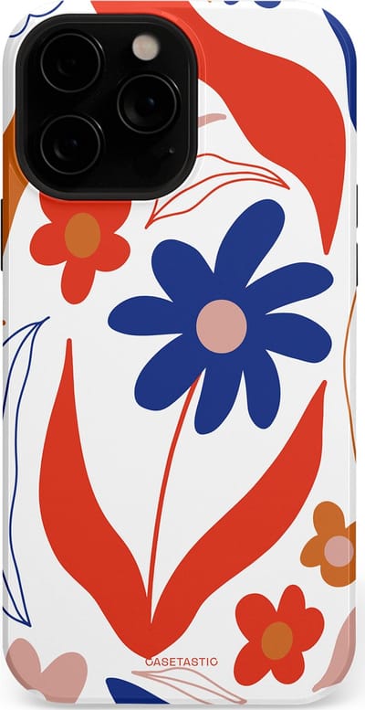 Casetastic hoesje geschikt voor Apple iPhone 13 Pro - MagSafe - Dubbellaagse bescherming - Kleuren in bloei - Fashion Case - Wit Rood Perzik Donkerblauw