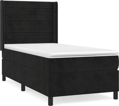 vidaXL - Boxspring - met - matras - fluweel - zwart - 80x200 - cm