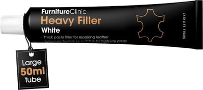 Leer Reparatie Vuller Wit – Furniture Clinic – Leer Plamuur voor Scheuren, Gaten & Krassen – Schuurbaar – 50ml – Heavy Filler Wit