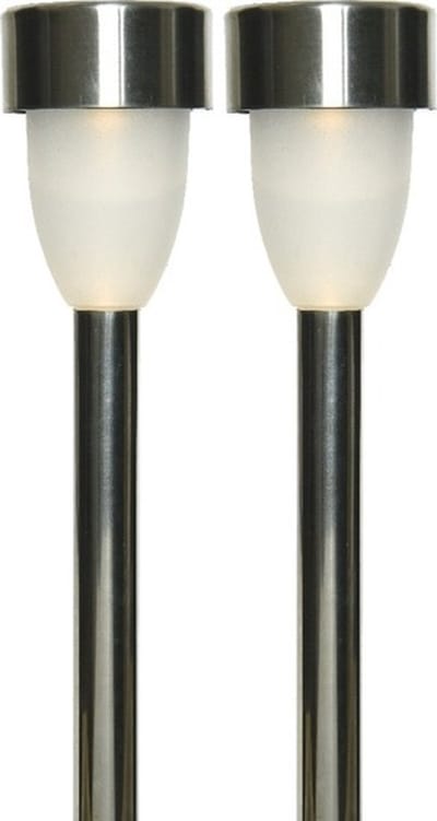 Tuinlamp LED solar - 2x - warm wit - RVS/kunststof - 26 cm - type Nova