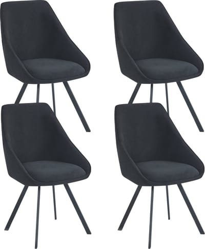 Colenis® - Twisty Eetkamerstoel - Set Van 4 - Zwart - Velvet - Zwarte Poten - 180° - Draaistoel