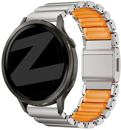 Bandz Titanium 'Hybrid' band geschikt voor Samsung Galaxy Watch 3 45mm / Watch 1 46mm / Gear S3 - Polar Vantage M3 / M2 / M / V3 / Polar Grit X / X Pro / X2 Pro - Huawei Watch GT 1/2/3/4 46mm/GT 5 (Pro) (46mm) Titanium/Oranje
