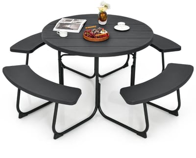 Picknicktafel - Kinderen - Tuintafel - Multifunctionele Picknick tafel - Speeltafel - Geschikt voor Buiten - Zwart