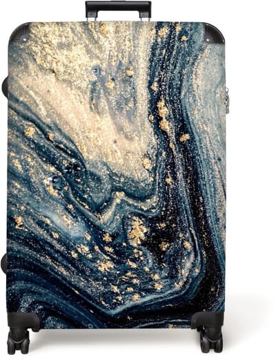 NoBoringSuitcases.com® - Koffer groot - Reiskoffer lichtgewicht - Marmer - Verf - Glitter - Goud - Marmerlook - Rolkoffer met 4 wielen - Grote trolley XL - 98 liter bagage