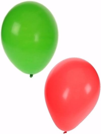 Bellatio Decorations party ballonnen set - kerst kleuren - groen / rood - 30x stuks - versiering