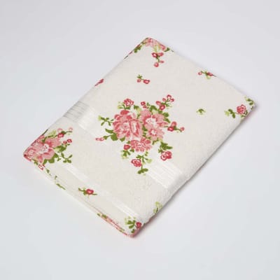 Homescapes badstof douchedoek crème vintage bloemen perzik