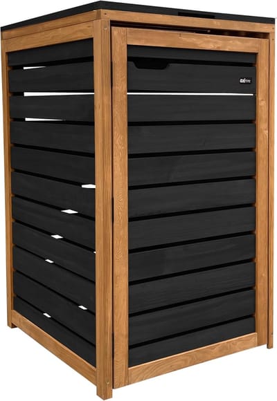 Premium Containerombouw van Hemlock Hout – Ombouw voor 1 Kliko (tot 240L) – Zwart/Bruin