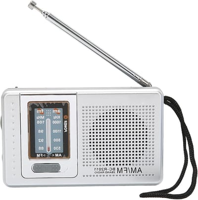 Draagbare Radio - Zakradio AM FM - Noodsituaties Voorbereiden - Krachtige Basluidspreker - Compact Formaat - Zilvergrijs