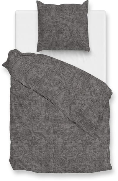 Zohome Paisley di Lino Dekbedovertrek - Eenpersoons - 140x200/220 cm - Dark-Grey