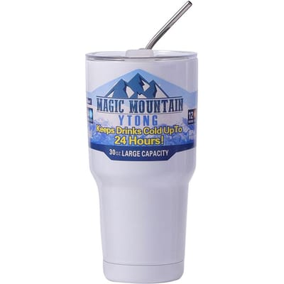 Magische Roestvrijstalen Freeze Thermosbeker met Rietje IJskoffie Drink Vacuüm Geïsoleerde Fles Auto Reizen Buiten Bergbeker 900ml