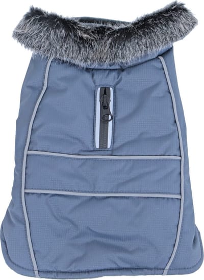 Boony - Hondenjas Waterdicht met bontkraag - Kleur: grijs - Ruglengte: 30 cm