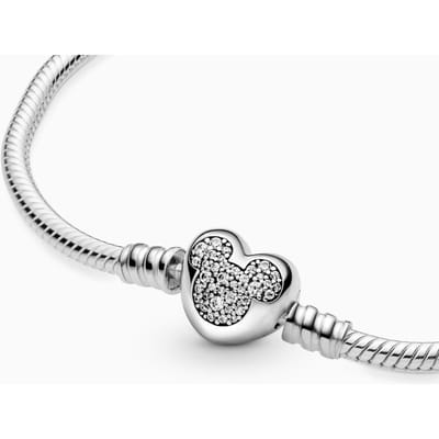 Bracelet Original à Motif Micke en Argent Sterling 925 Adapté aux Femmes à Porter Bijoux de Mode DIY 19cm white