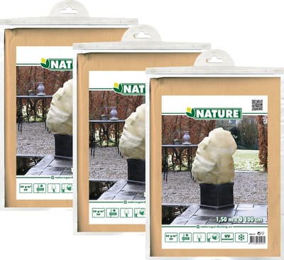 Nature plantenhoes met trekkoord - 3x stuks - H150 x D100 cm - beige - anti-vorst beschermhoes