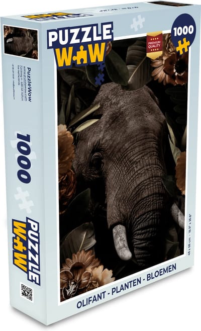 Puzzel Olifant - Planten - Bloemen - Legpuzzel - Puzzel 1000 stukjes volwassenen