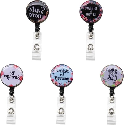Retractable Badge Holder met 360 Graden Rotatie en Alligator Clip voor Kantoor, Dokters en Verpleegkundigen - 5 Stuks ID Badge Reels voor School en Werk