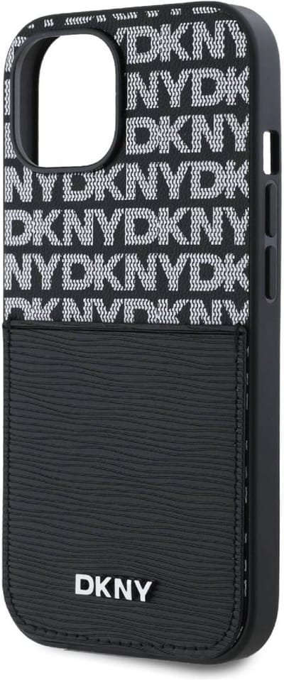 DKNY, Hoesje geschikt voor iPhone 15 - met Kaarthouder, Zwart