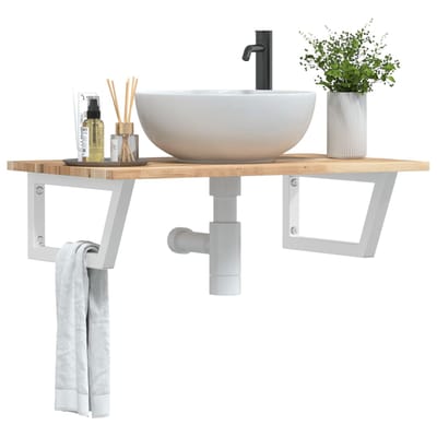 vidaXL - Badkamer - wandschap - staal - en - massief - acaciahout