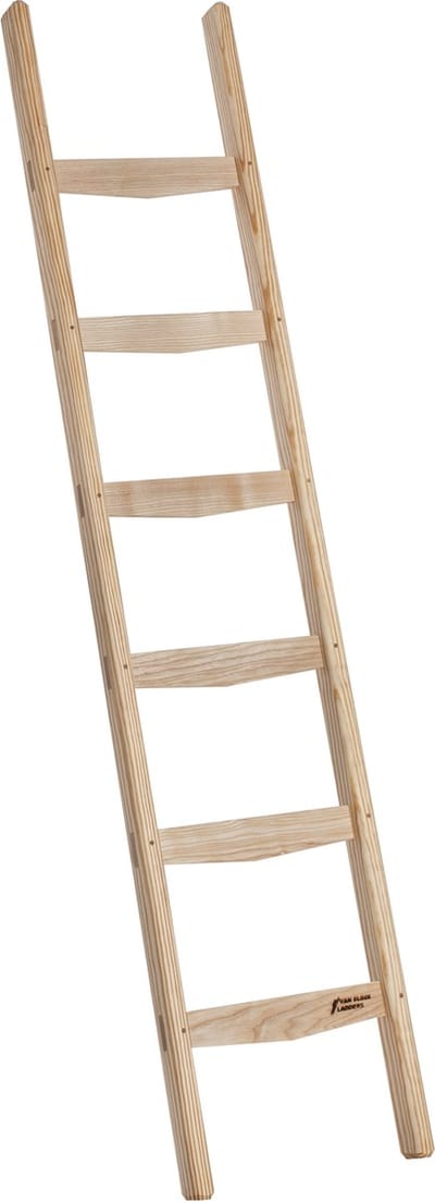 Enkele ladder hout - 6 treden/sporten - Stahoogte 163 cm - Houten trap