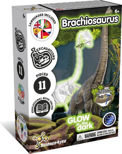 Science4you Fossil Excavations Glow in the Dark – Brachiosaurus Opgraafset – Experimenteerdoos Dino Fossiel – Vanaf 6 jaar
