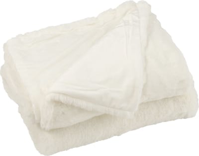 J-Line plaid Cutie - fleece deken – polyester – wit - 180 x 30 cm
