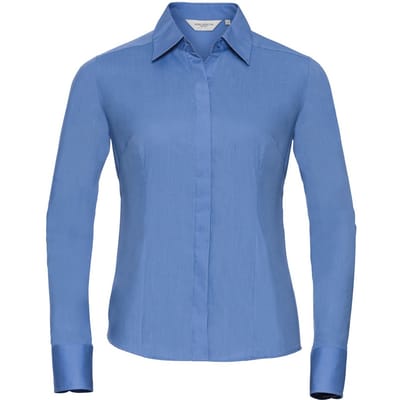 Russell Collection Dames/Dames Poplin met Lange Mouwen Formeel Overhemd (Bedrijfsblauw)