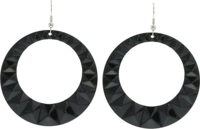Behave - Oorhangers Dames - Grote Rond Oorbellen - Zwarte - Diameter 6 cm