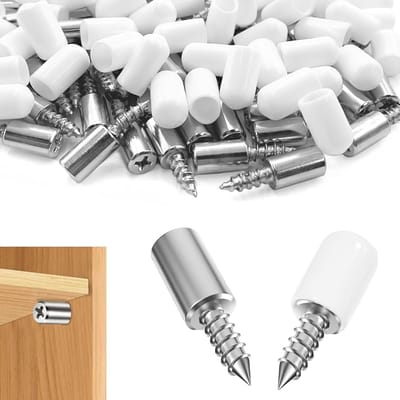 Set van 60 houten plankdragers met antislipkap voor meubels, kasten en boekenplanken (Wit)
