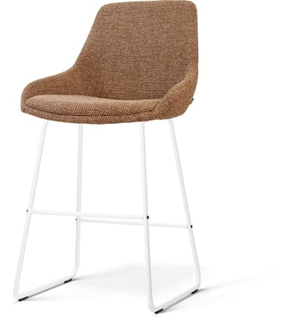 Nolon Nino-Isa barkruk bruin blend - wit onderstel - 65 cm - japandi - kookeiland - stoffen zitting