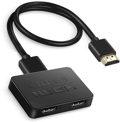 HDMI Splitter 1 naar 2 – 4K Video & Audio Verdeler voor Twee Schermen Tegelijk, USB-Voeding, Plug & Play