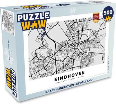 Puzzel Kaart - Eindhoven - Nederland - Legpuzzel - Puzzel 500 stukjes