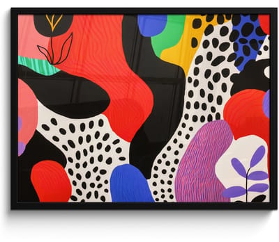 Poster in lijst - Fotolijst 70x50 cm - Posters - Abstract - Vormen - Kleuren - Stippen - Posterlijst zwart - Decoratie - Wanddecoratie woonkamer - Muurdecoratie slaapkamer