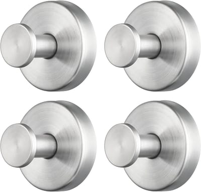 Zware Zuignap Haken voor Badkamer en Douche - Verwijderbare RVS Haken voor Handdoeken, Badjassen en Loofahs - Geschikt voor Glas, Spiegels en Tegels (4 Stuks) in Geborsteld Nikkel