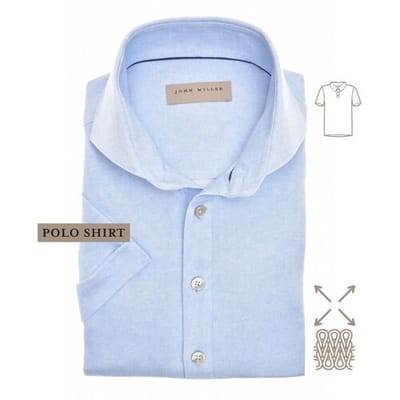 John Miller Polo Short Sleeve Faux-Uni Subtle Cotton Jersey Stretch Licht Blauw / male