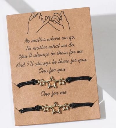 Akyol - Vriendschapsarmband - Afstelbaar armband - 2X - vriendschapsarmband voor twee -vriendinnen armband -best friends armband -cadeau voor vriendin-vriendschapsarmbandPinky promise - Vriendinnen – BFF – Sterren – Sterretjes – Liefde – Ca
