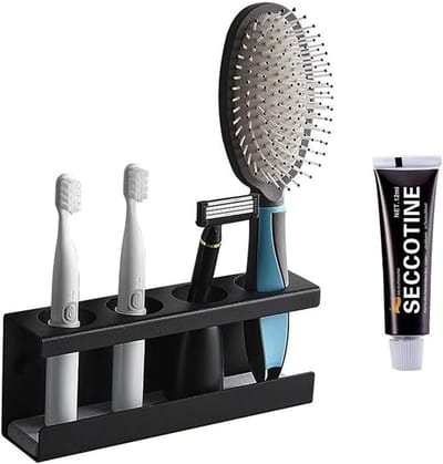 Dailygoods- Tandenborstelhouder Roestvrij Staal - 4-gaats Houder - Badkamer Accessoires - Elektrische Tandenborstel - Wateropname - Vochtbestendig - Badkameraccessoire