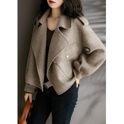 Nieuw Wollen Pak voor Dames Britse Stijl Herfst en Winter Klein, Modieus en Veelzijdig Los Frans Kort Jasje 2XL gray