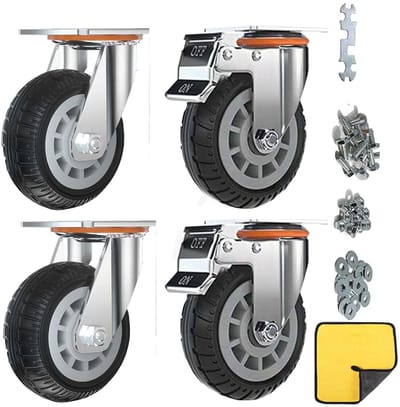 Robuuste Zwenkwielen Set - Heavy Duty Wielen - Meubels Verplaatsen - Dubbele Veiligheidsvergrendeling - 10 cm Diameter - Zwart