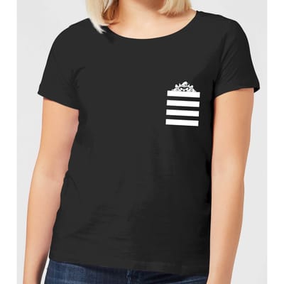 Looney Tunes Taz Stripes Pocket Print Dames T-shirt - Zwart - 3XL