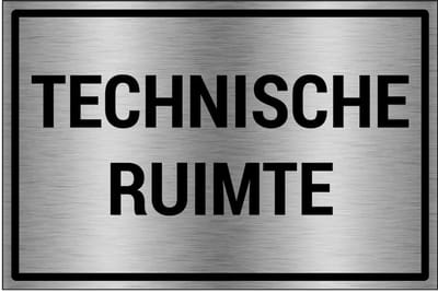 Technische ruimte bord - gecoat brushed aluminium | 60 x 40 cm