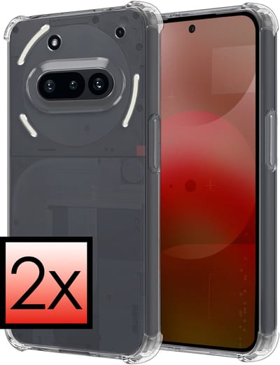 Hoesje - 2 Stuks - Geschikt voor Nothing Phone (3a) - Sterk & Shockproof - Siliconen Case - Back Cover - Telefoon Hoes Shock Proof - Transparant
