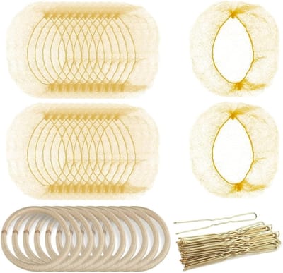 SnelShoppen - 40-delige Haarklemmen Set met 20 Stuks Onzichtbare Haarnetten en 10 Stuks Elastische Haarg elastieken voor Buns, U-vormige Bobby Pins vo